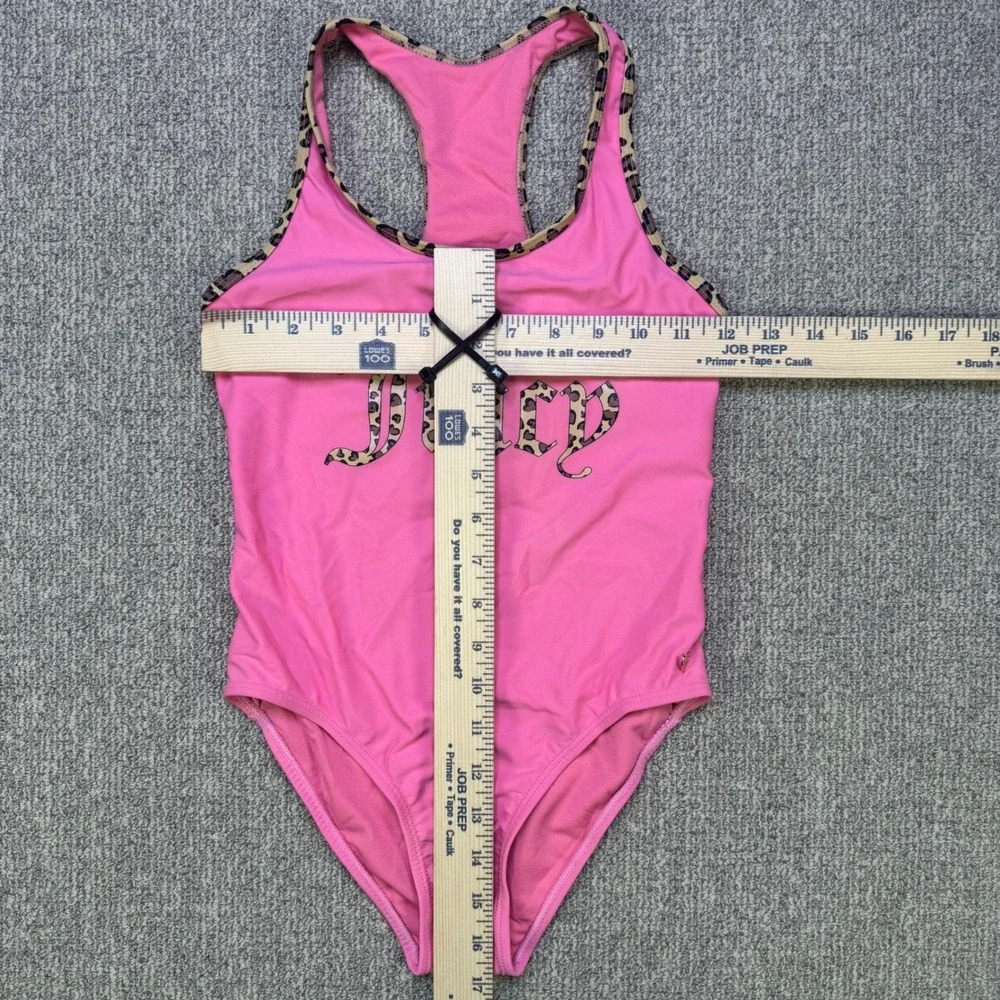 Juicy Couture Girls Pink Leopard One Piece Swimsuit Size 10 NWT Logo Charm‎
